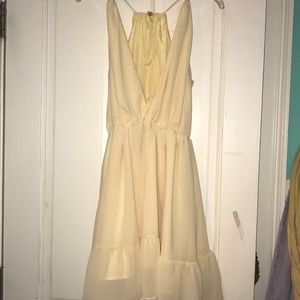 Deep V Yellow ruffled dress